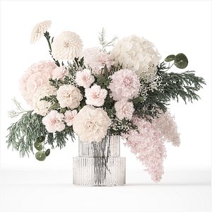 Pink bouquet hydrangea peony Lilac chrysanthemum 391 3D