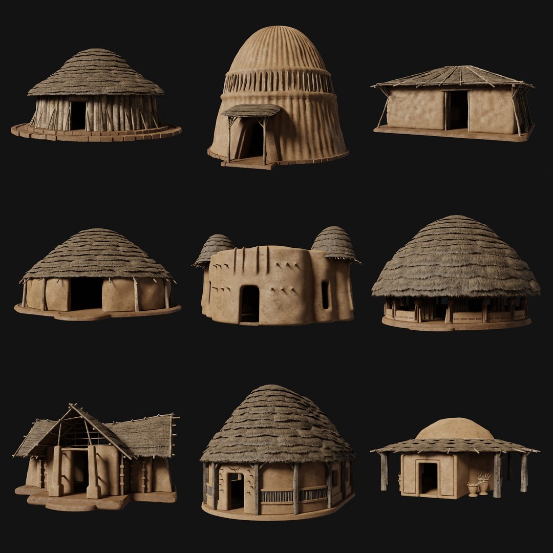 3D model SIMPLE TRIBAL JUNGLE PRIMAL HUT HOUSE TENT TREE SURVIVAL VR / AR /  low-poly