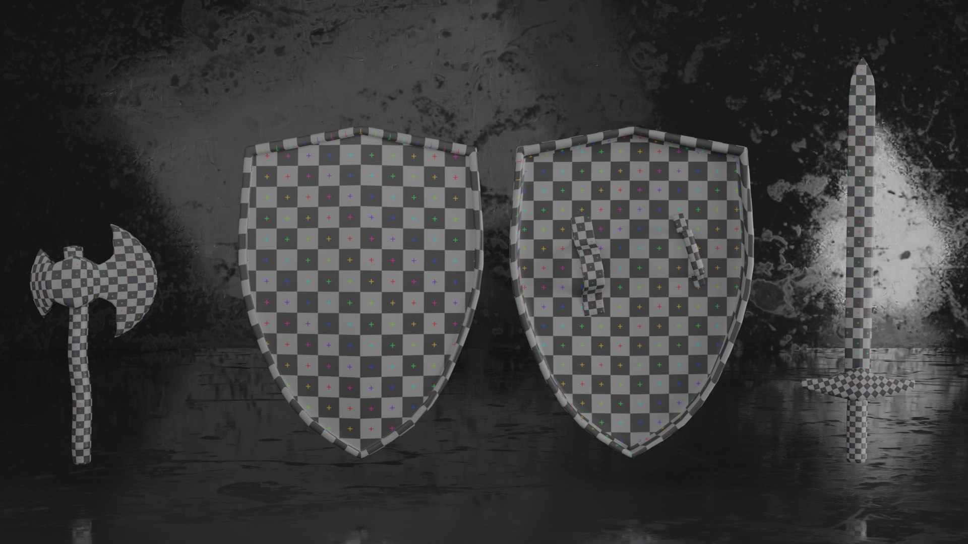 set weapon shield 3D model https://p.turbosquid.com/ts-thumb/wx/p7dSUr/jpQIzPGN/uv/png/1580899729/1920x1080/fit_q87/37a1ec1adc2d3e71a2e5e0fd8025f16f8701e59e/uv.jpg