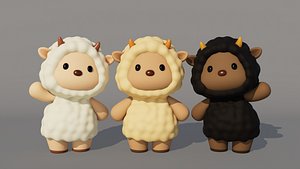 Rigged Cartoon Sheep model