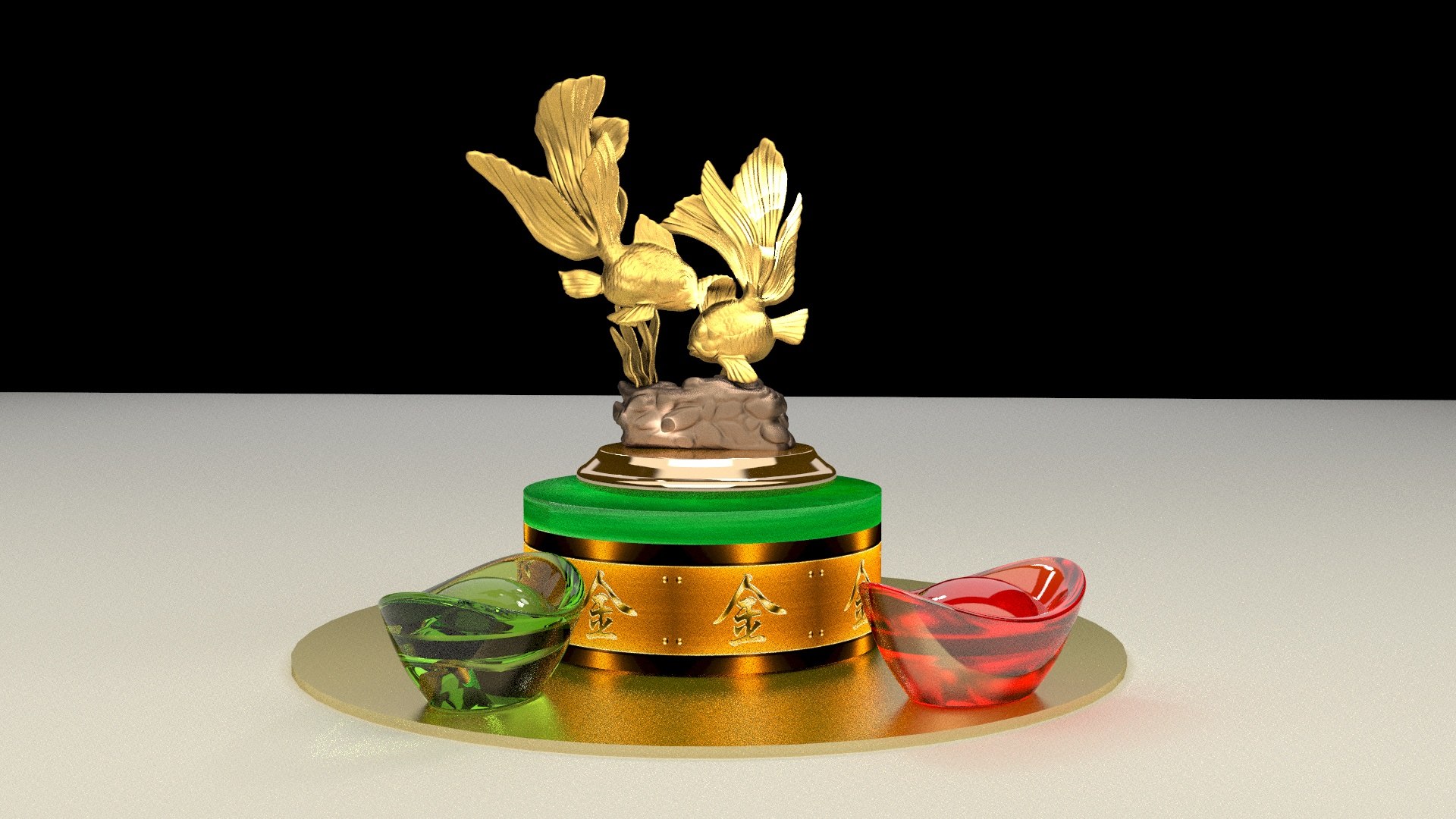 3D Chinese gold IngotYuan Bao led light fish - TurboSquid 2118137
