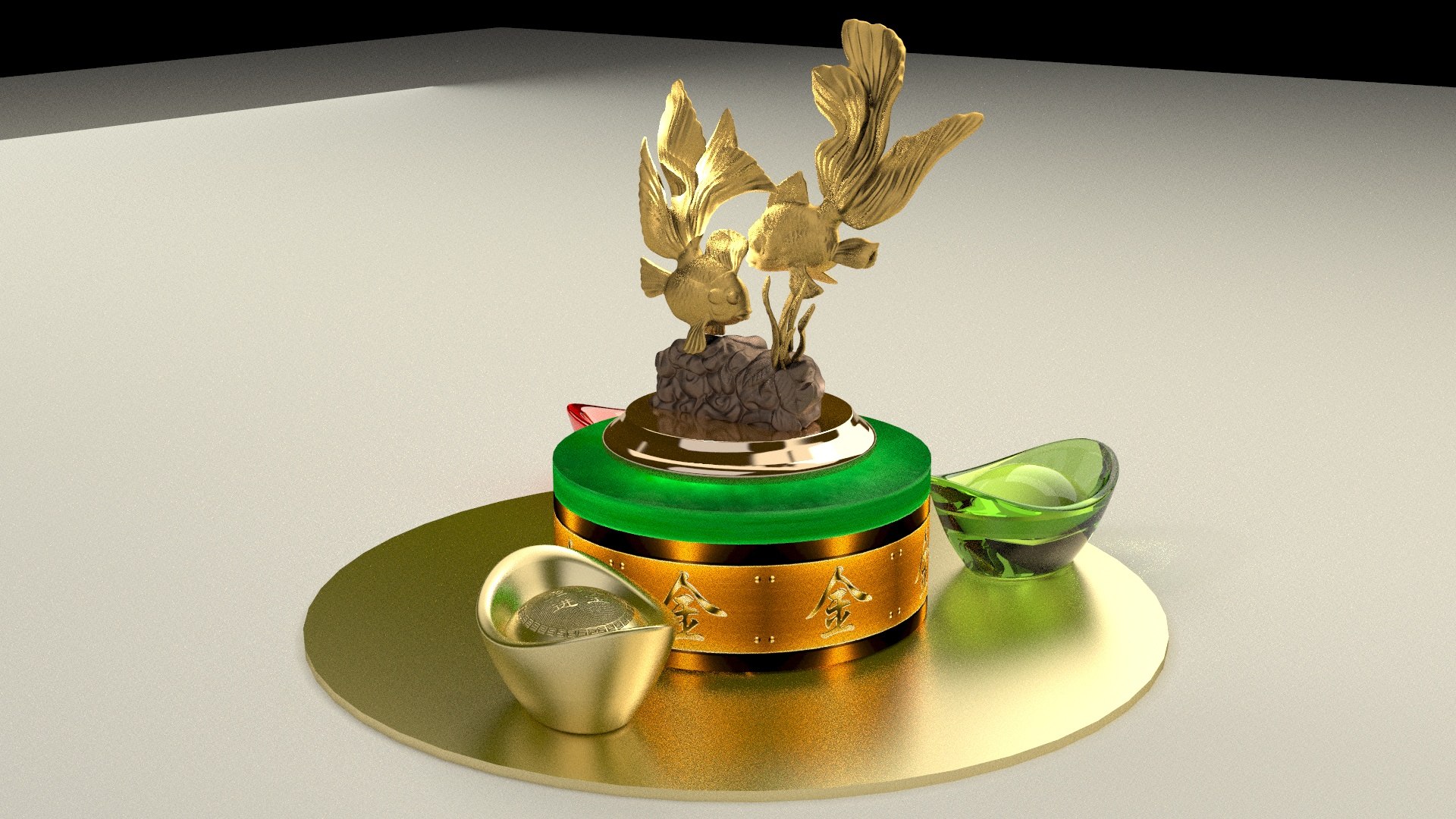 3D Chinese gold IngotYuan Bao led light fish - TurboSquid 2118137