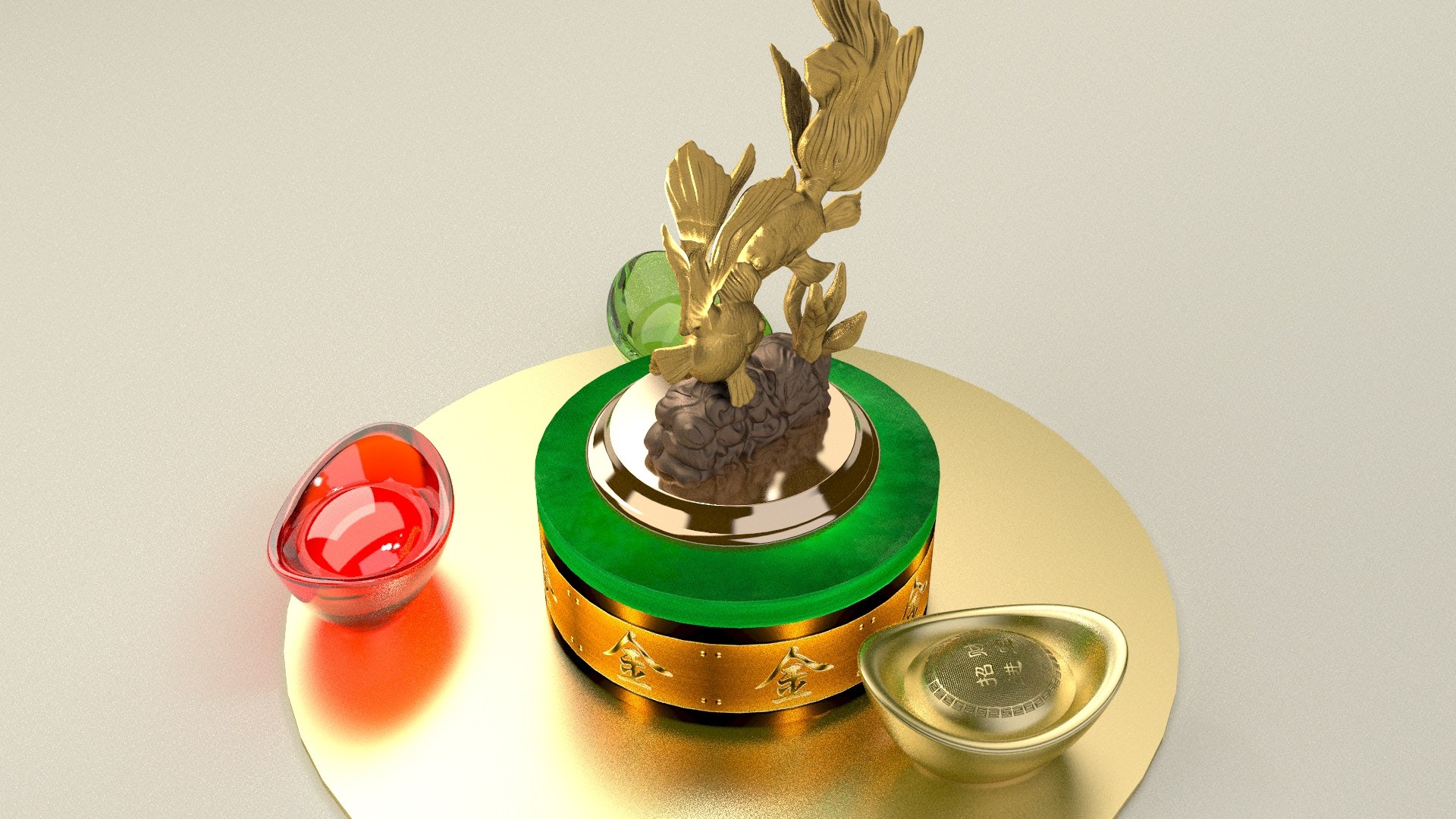 3D Chinese gold IngotYuan Bao led light fish - TurboSquid 2118137