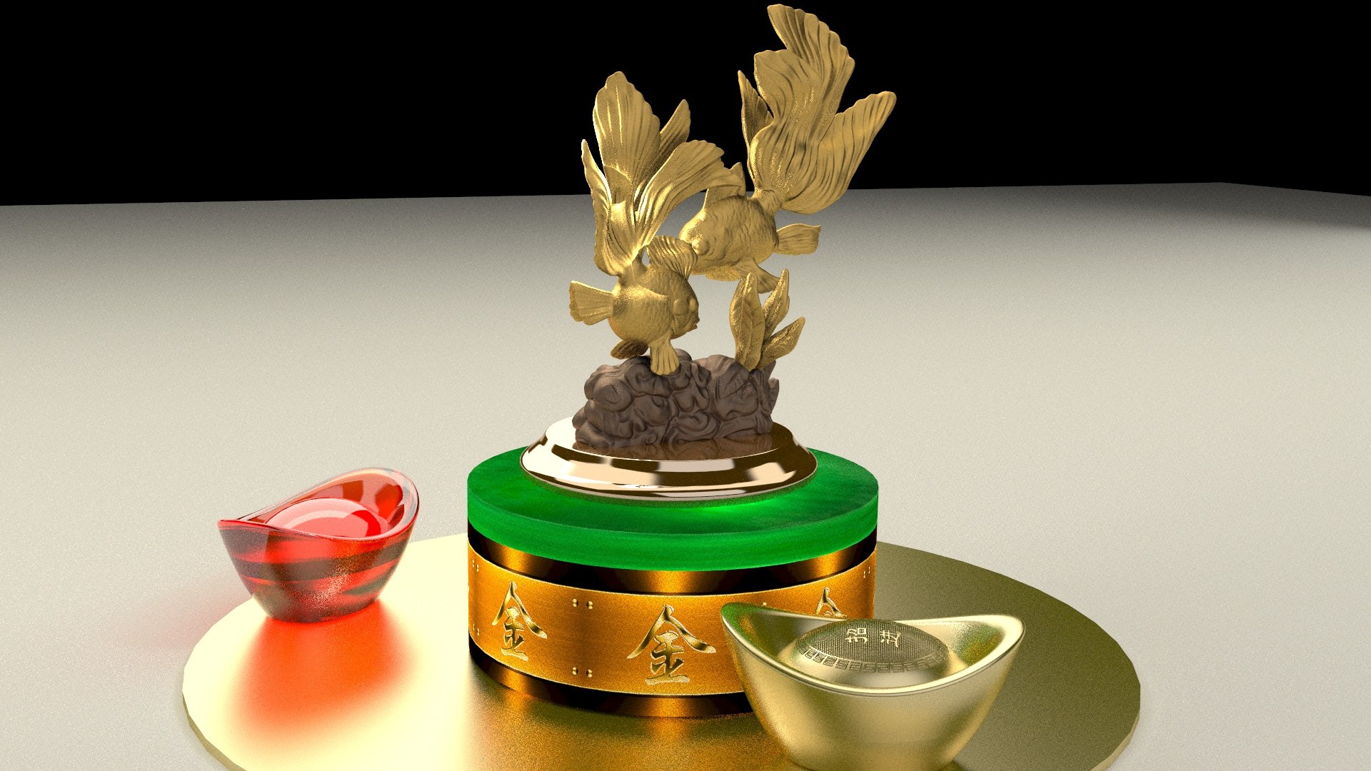 3D Chinese gold IngotYuan Bao led light fish - TurboSquid 2118137
