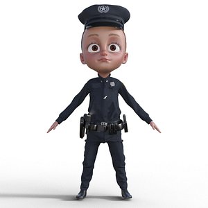 3D Cartoon Police Man model