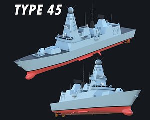 TYPE 45 Destroyer Low-Poly 3D model