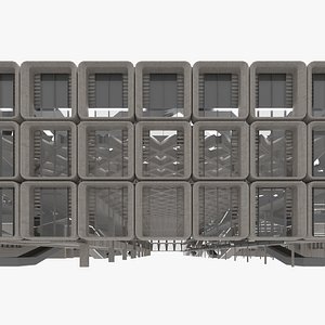 3D Brutalist Industrial Podium Building 12