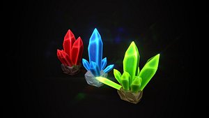 Unreal minerals and crystals stylized PBR game ready Low-poly 3D model