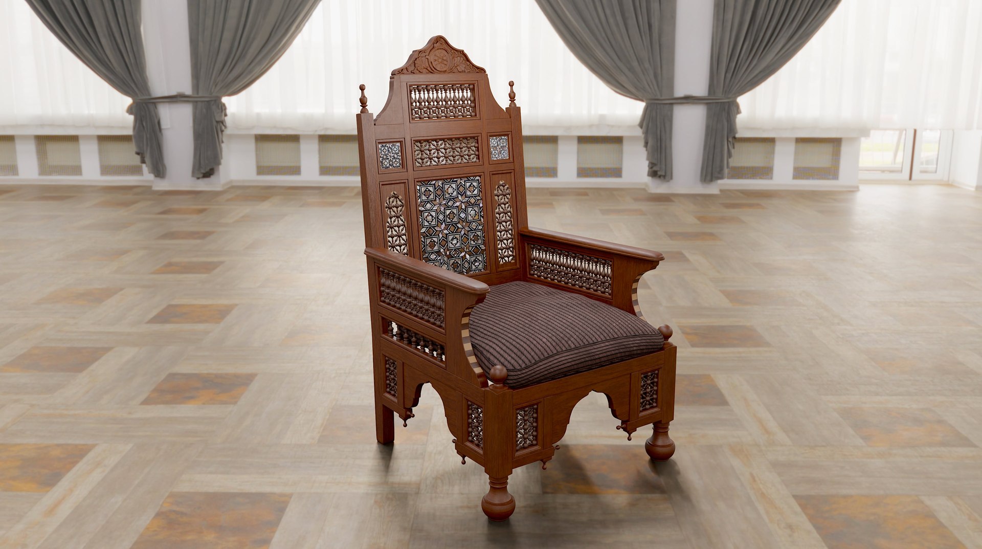 Arabesque Throne Chair 3D Model - TurboSquid 2017498