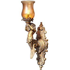 3D Bronze Antique Wall Sconce Classic French Style Mermaid 3D model