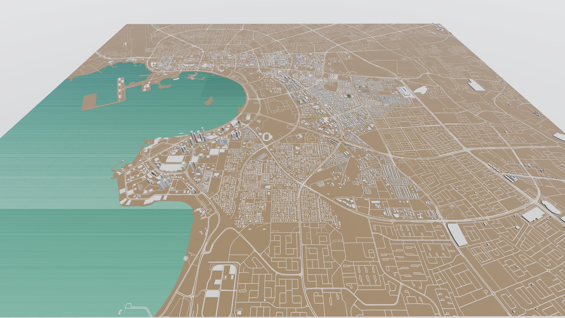 Mapa de ruas da cidade em 3D do Catar Modelo 3D $199 - .3ds .fbx