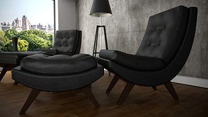 3D Armchairs in brutalist style
