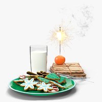 Festive Christmas Composition with Sparklers and Treats