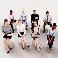 8X REAL 3D PEOPLE SITTING PACK