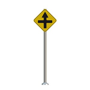 3D model Crossroad Ahead Side Roads Traffic Sign