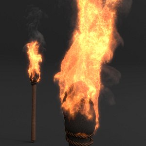 Burning Torch Flame VDB Animated for Blender
