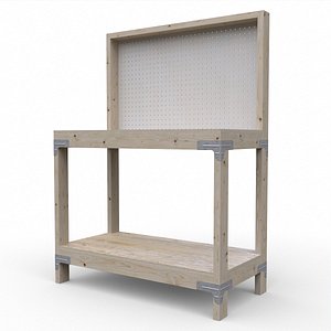 3D Wood Heavy-Duty Workbench model
