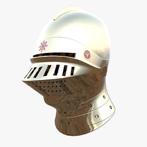 Golden Low Poly Medieval Knight Helmet PBR 4K Armor 3D Model model