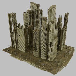 3D destroyed cityscape model