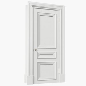 Classic wooden white door 3D model