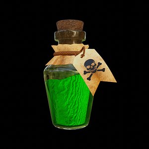 Danger Potion Bottle 3D Fantasy Game Asset  Magic Alchemy Prop model