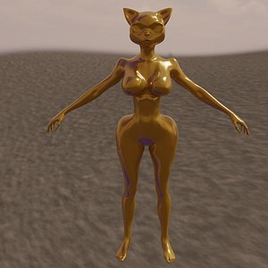 Cat woman with tail 3D model