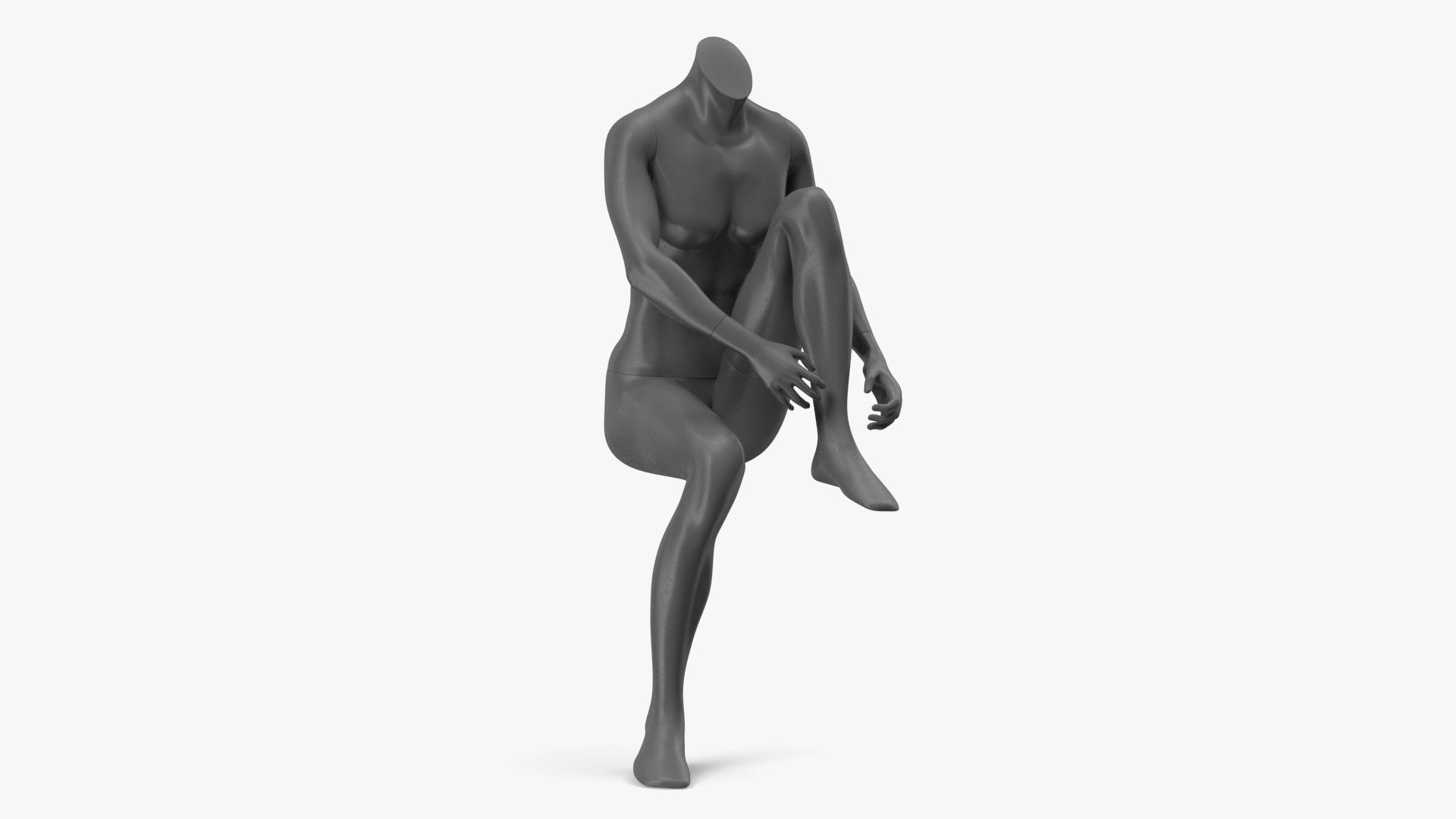 Female Sports Mannequin Sitting Black 3D model preview