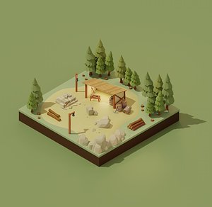 Stylised mining camp - scene and assets - Blender