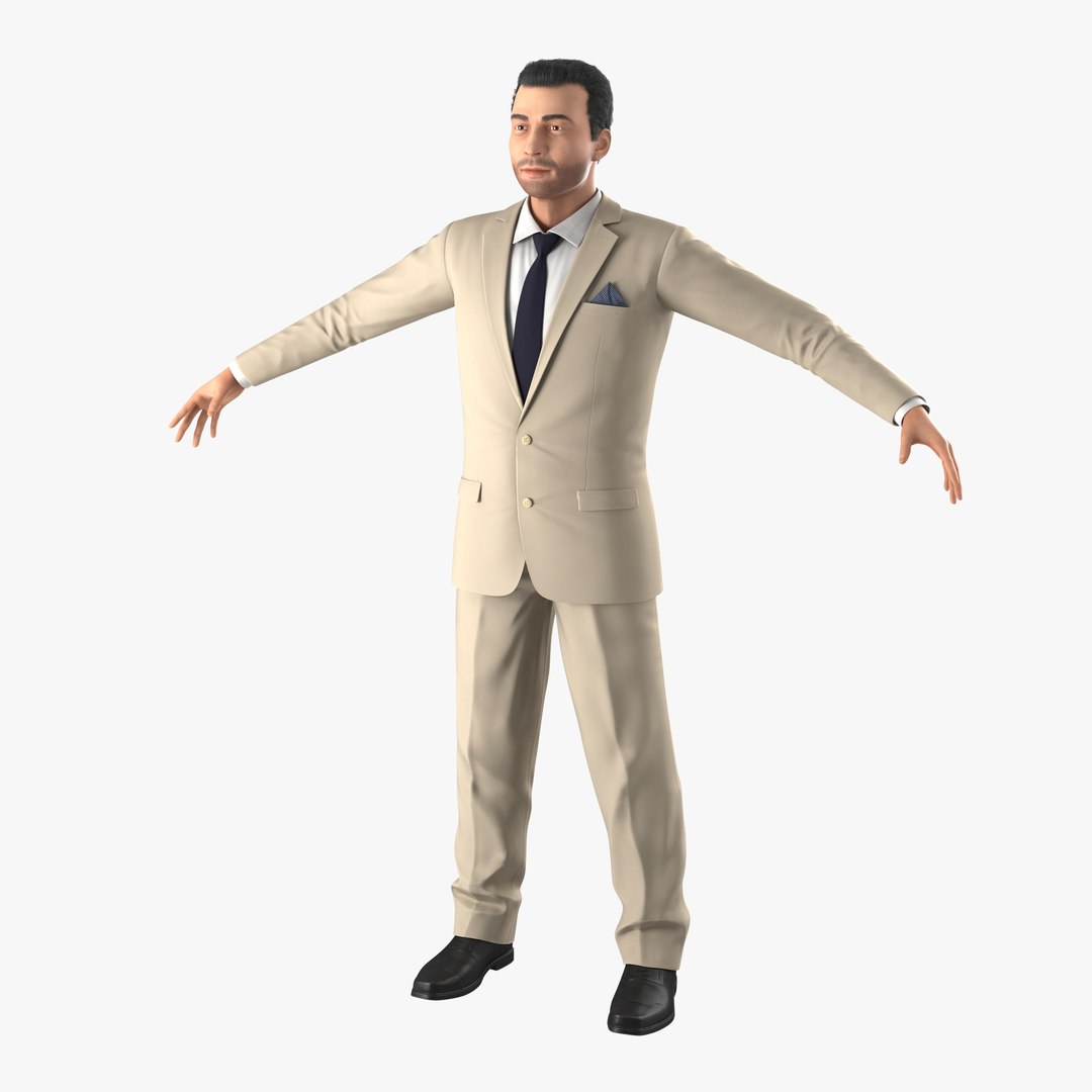 Mediterranean Businessman with Hair 3D model preview