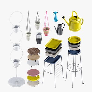 L3DV18G04 - pots stands shelves wateringcans sprayers set