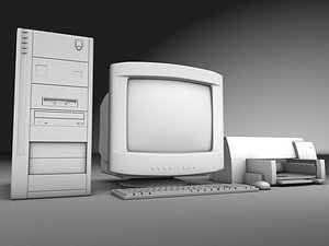 Desktop Computer with Printer.obj