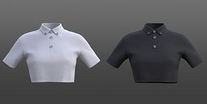 female crop top - black and white polo shirt