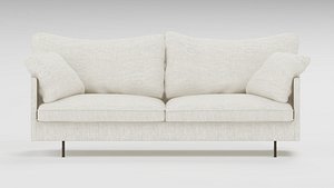 Ivory Sofa Rounded Arms Loose Cushions