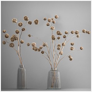 Bouquet of dried flowers in a glass vase 182