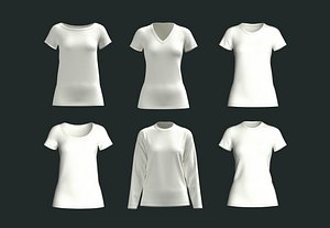 Girls 6 Types T-Shirt Pack 3D model