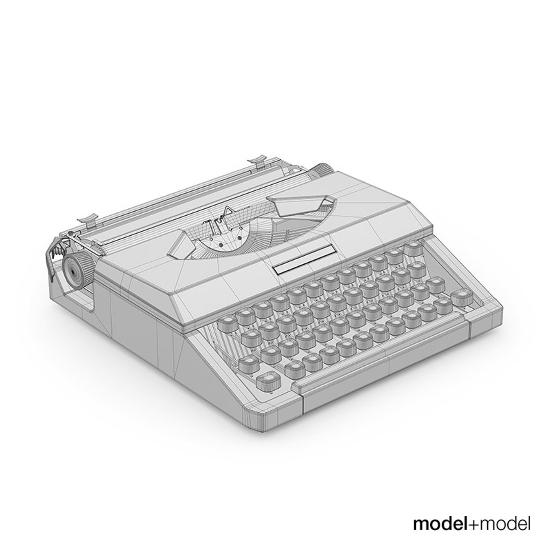 3d Silver Reed Typewriter Model