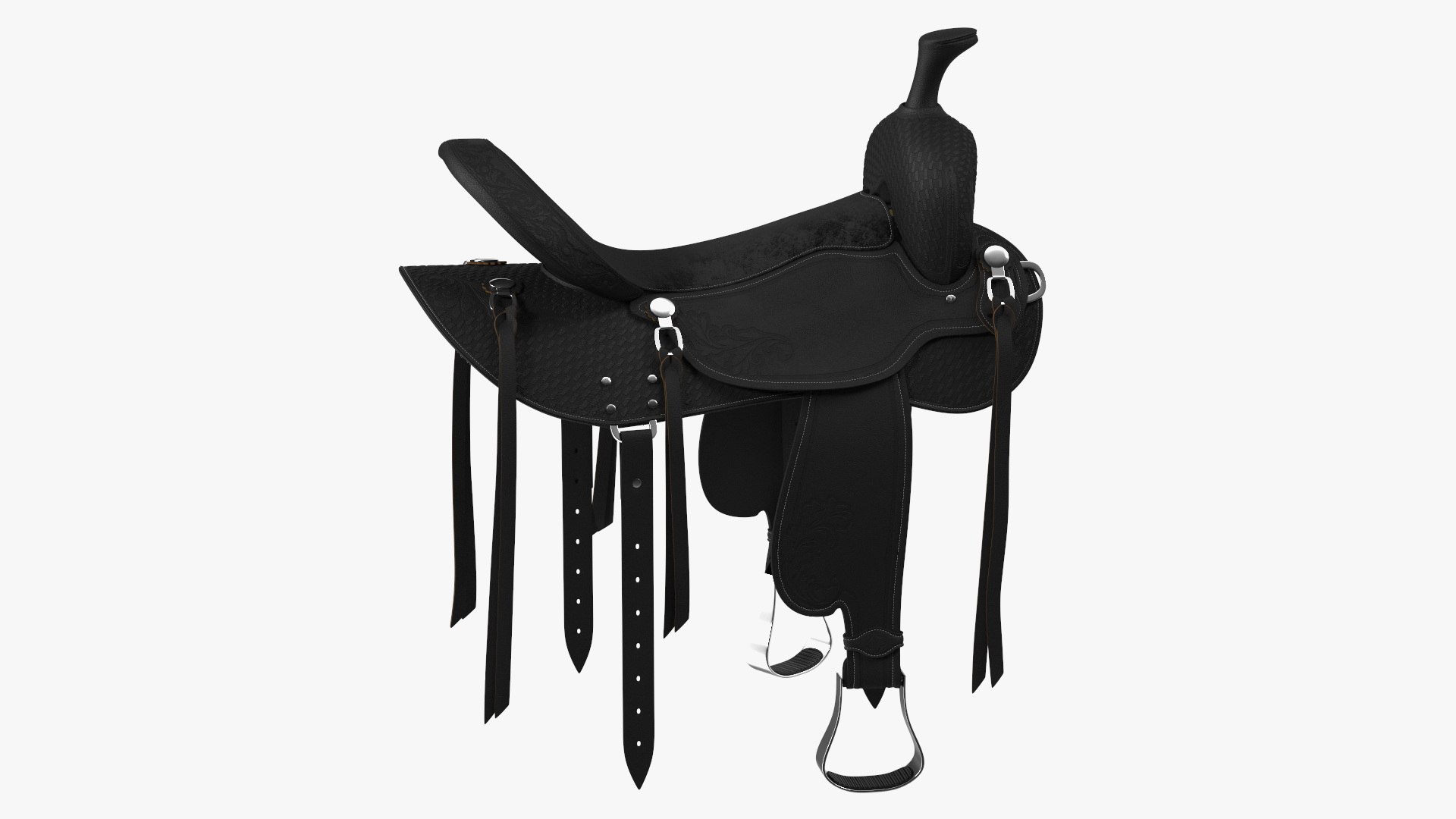 Western Trail Horse Leather Saddle Fur 3D model preview