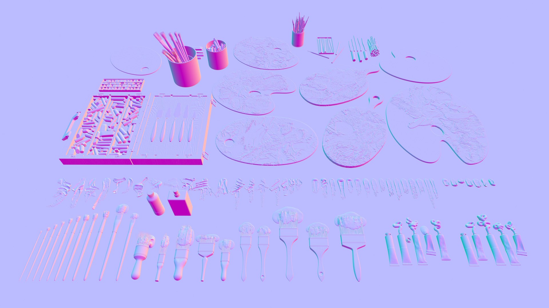 3D model Artist Studio Pack 400 - Art Supplies https://p.turbosquid.com/ts-thumb/x0/LGedXo/9q/artiststudiopack400artsupplies3/jpg/1753681289/1920x1080/fit_q87/b7cd2129385dc9fbb5b7d55375b90fba709d8eba/artiststudiopack400artsupplies3.jpg