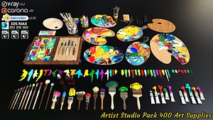 3D model Artist Studio Pack 400 - Art Supplies