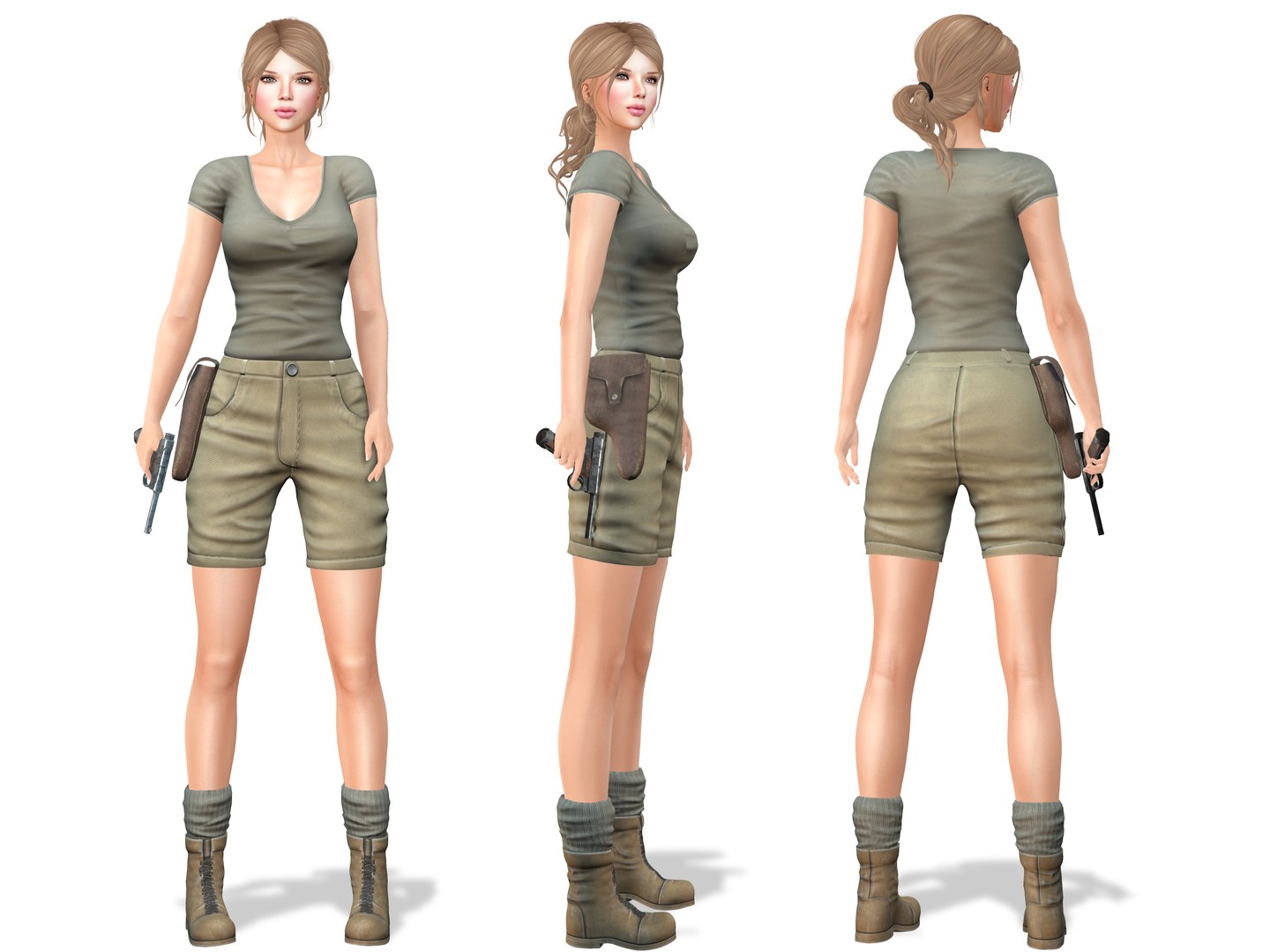 3D Safari Combat Outfit Tshirt Shorts Gun Holster Boots https://p.turbosquid.com/ts-thumb/x0/Pil1Gu/SM/preview2/jpg/1684409978/1920x1080/fit_q87/09cf25a4bd8f89cd46974669de64da221b5730b2/preview2.jpg