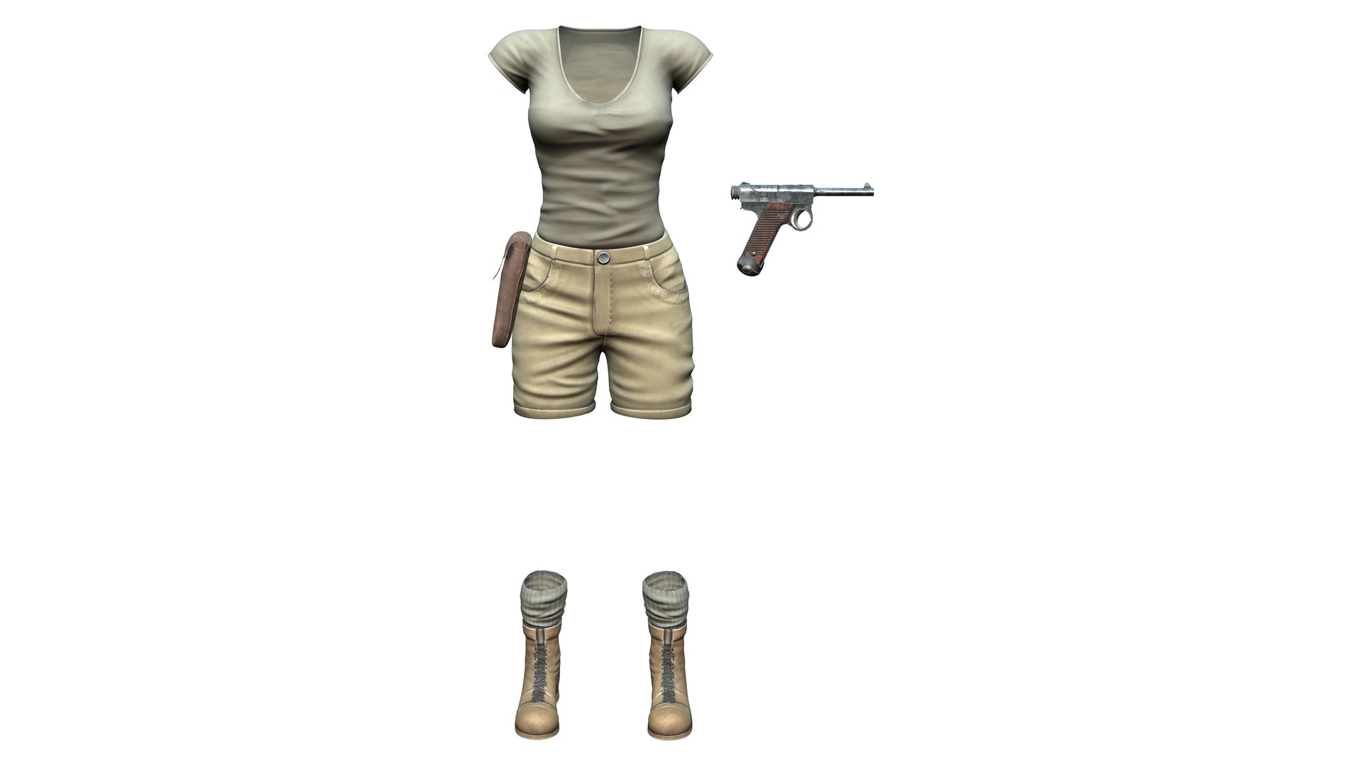 3D Safari Combat Outfit Tshirt Shorts Gun Holster Boots https://p.turbosquid.com/ts-thumb/x0/Pil1Gu/tC/preview1/png/1684409972/1920x1080/fit_q87/c25b656684a0cc4a2697520401e30b0f2d6645d2/preview1.jpg