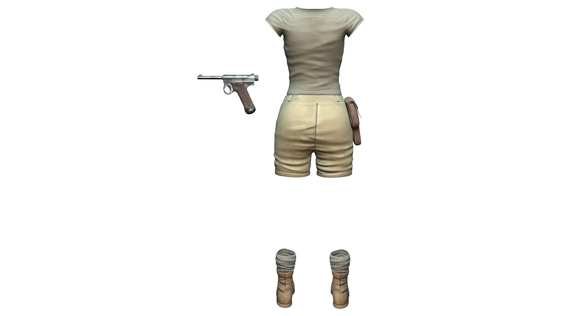 3D Safari Combat Outfit Tshirt Shorts Gun Holster Boots https://p.turbosquid.com/ts-thumb/x0/Pil1Gu/tX/preview8/png/1684409987/1920x1080/fit_q87/910e53d8f9fb6aaca4964eafc2c892d504b0dd78/preview8.jpg