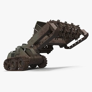 Heavy-Duty Mine Clearing Robot with Field Wear Military Green Used Rigged for Maya