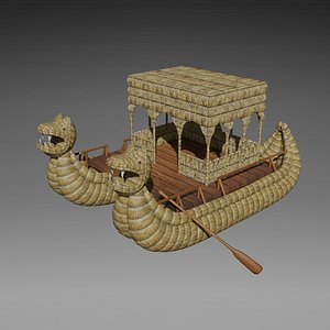 3D Cattail boat - Barco de totora 02 - Low poly