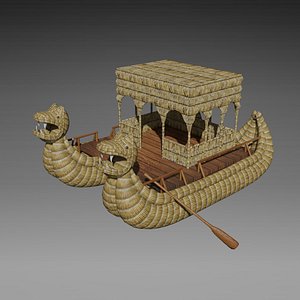 3D Cattail boat - Barco de totora 02 - Low poly