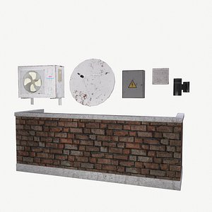 Kitbash exterior for Houses Satellite Lantern Balcony Electricity box Air Conditioner