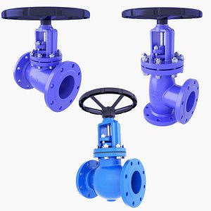 3 Globe Valves SET v17 3D model