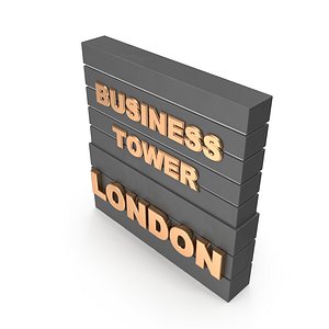 3D model Wooden and White Metal Totem Sign with Building