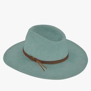 3D Wide Brim Fedora Hat Teal 