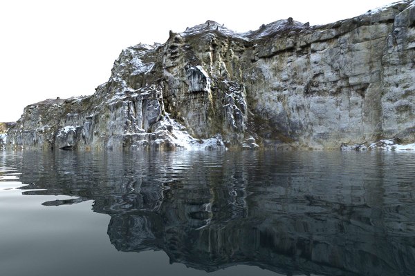 3D mega winter cliff -quarry model